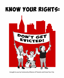 Becky Hawkins and Justin Buri appear on KBOO's Words and Pictures with S.W. Conser to talk about the Renters' Rights comic Know Your Rights: Don't Get Evicted