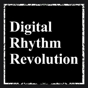 Digital Rhythm Revolution Text with gritty square border