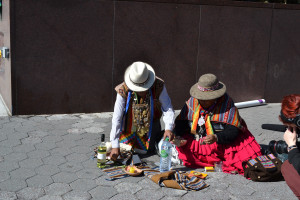 Indigenous people from Bolivia demonstrating at the United Nations for their right to grow and use coca.