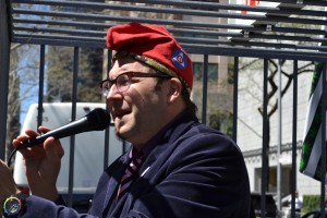 Adam Eidinger at a demonstration outside UN headquarters April 20, 2016