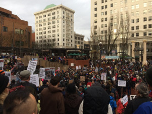 Inauguration protest at Pioneer Square