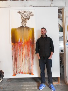 Sean Healy and his cigarette ash drawing "Roil." Sean Healy and his cigarette ash drawing "Roil."