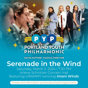 Poster for Portland Youth Philharmonic's "Serenade in the Wind" Concert