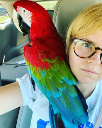 Erin Watkins and bird companion