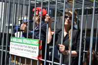 Adam Eidinger and Adela Falk at a demonstration outside UN headquarters April 20, 2016 Adam Eidinger and Adela Falk at a demonstration outside UN headquarters April 20, 2016