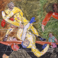 WHISTLER vs. RUSKIN (Novella in Terre Verte, Yellow, and Red), 1992, Oil on canvas, 60 x 60 inches, Private Collection, Los Angeles WHISTLER vs. RUSKIN (Novella in Terre Verte, Yellow, and Red), 1992, Oil on canvas, 60 x 60 inches, Private Collection, Los Angeles