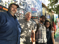 Mikey Neilson, Ron Brister, and Ella Brister at KBOO Mikey Neilson, Ron Brister, and Ella Brister at KBOO
