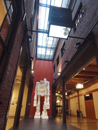 Habitats (installation view), Styrobot (bg) Michael Salter, Alvarium (fg) Laura Fritz 