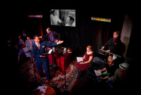 Tesla City Stories performing radio theater live onstage Tesla City Stories performing radio theater live onstage