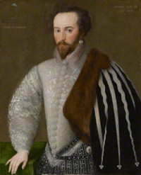 Sir Walter Raleigh with top left moon and waves Sir Walter Raleigh with top left moon and waves